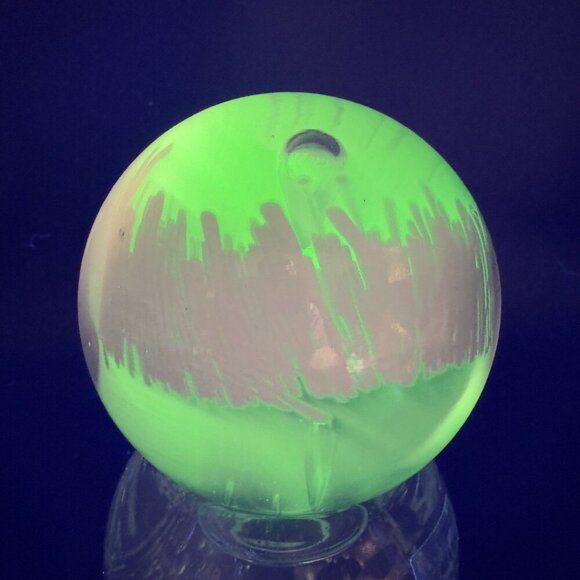 Italian Glass Other - Venetian Glass Paperweight Bulls Eye Manganese 365nm Green UV Glow Italian Glass